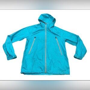 Burton Dryride slick 2.5L full zip hooded vented light jacket size XL teal